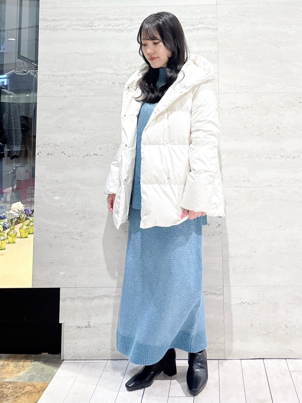 かほさんの「OPAQUE.CLIP｜ラメスパンコールナロースカート／セットアップ対応可【洗濯機OK】」を使ったコーディネート