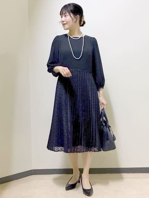  beni_gingerさんの「Reflect｜【SS-4Lサイズ】シフォン&times;幾何柄レースプリーツワンピース」を使ったコーディネート