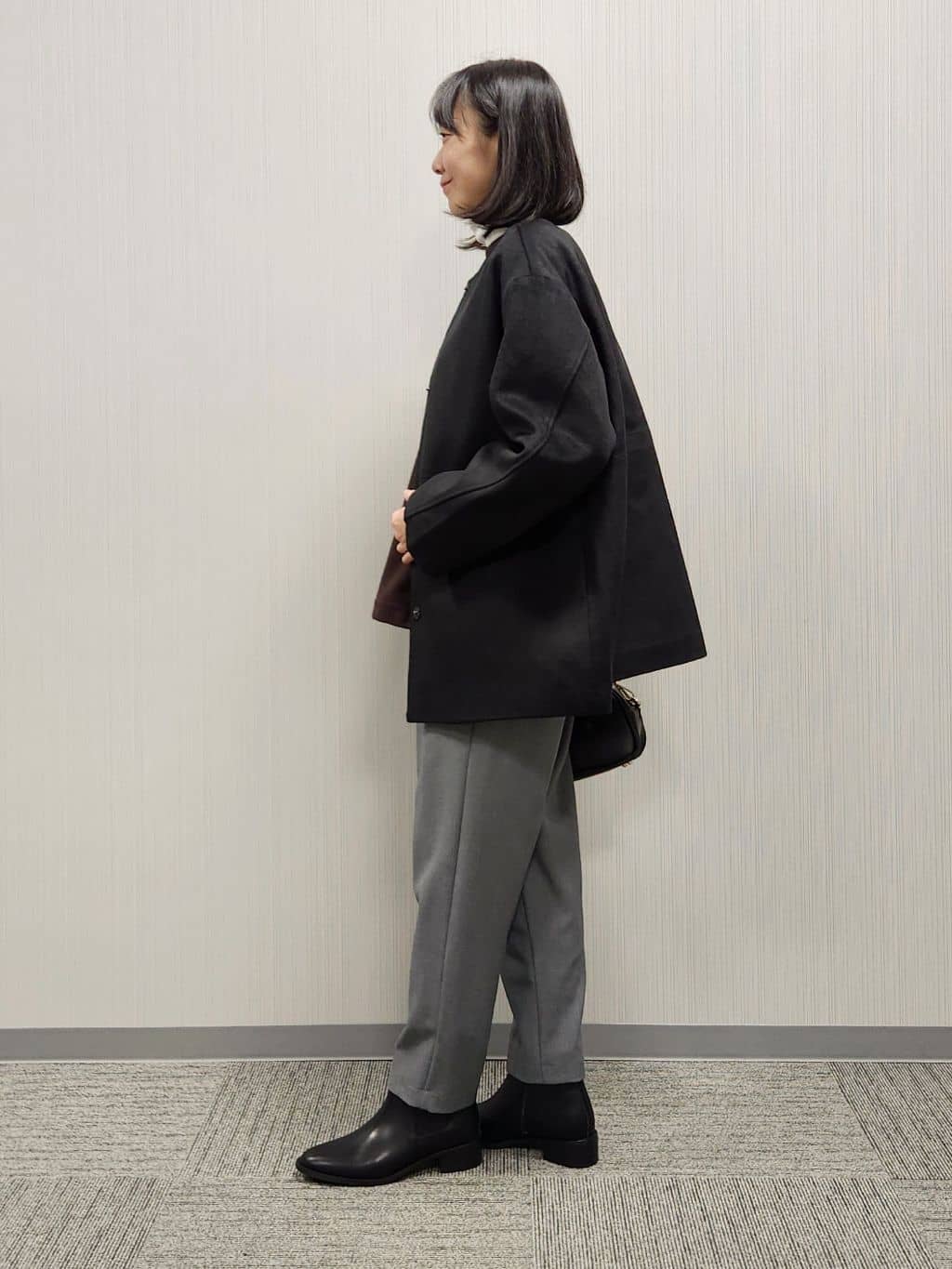naraさんの「Dessin｜ウール混クルーネックコート」を使ったコーディネート