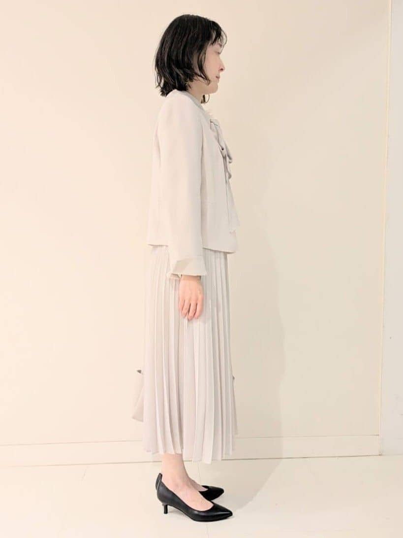 サオリさんの「UNTITLED｜◆【フォーマル/洗える】ボウタイ プリーツワンピース」を使ったコーディネート