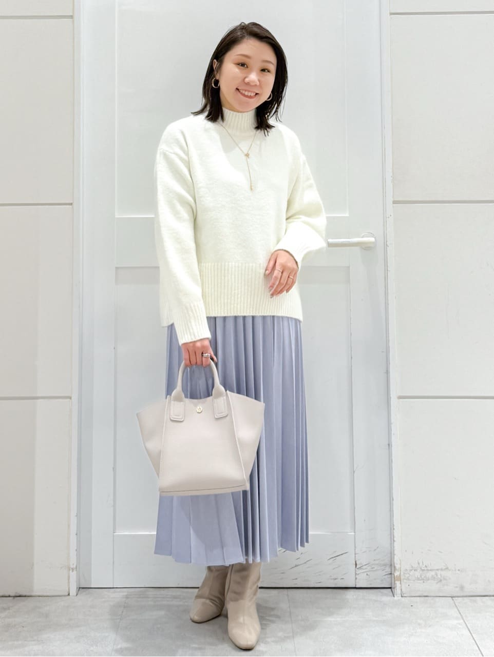 yuka.aさんの「OPAQUE.CLIP｜ふわふわハイネックニット【洗濯機OK】」を使ったコーディネート