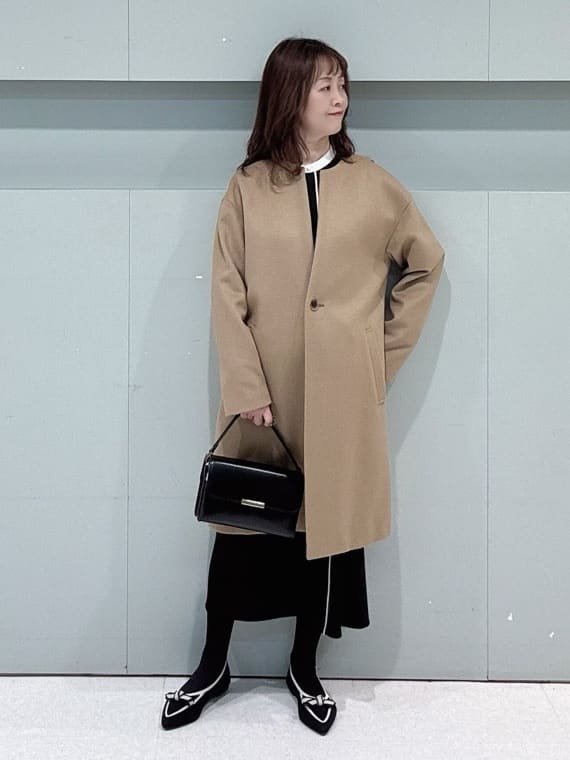 makiさんの「UNTITLED｜【日本製／通勤／フォーマル】カシミヤ混ノーカラーコート」を使ったコーディネート