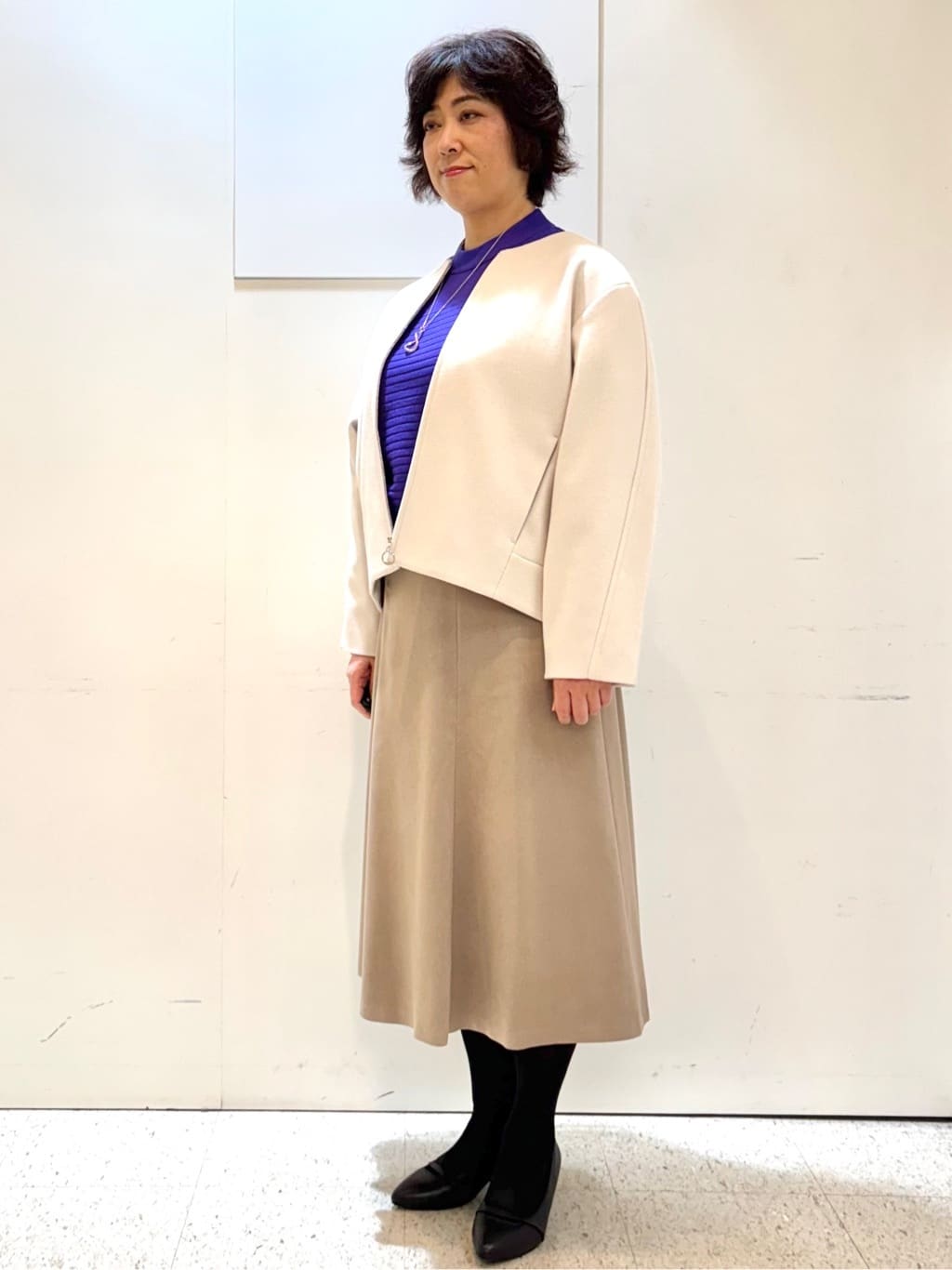 ヤスコさんの「Reflect｜【ゆったりシルエット】ジャージメルトンコクーンジャケット」を使ったコーディネート