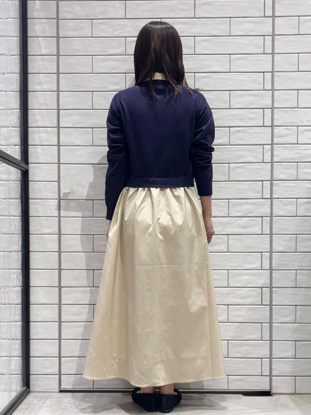 ranさんの「OPAQUE.CLIP｜ダブルポロ衿ニットドッキングワンピース【洗濯機OK】」を使ったコーディネート