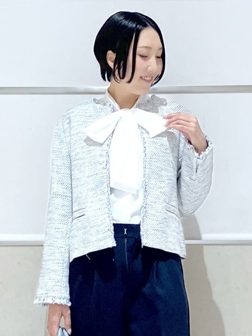 eriko さんの「Dessin｜ツイードクルーネックジャケット」を使ったコーディネート