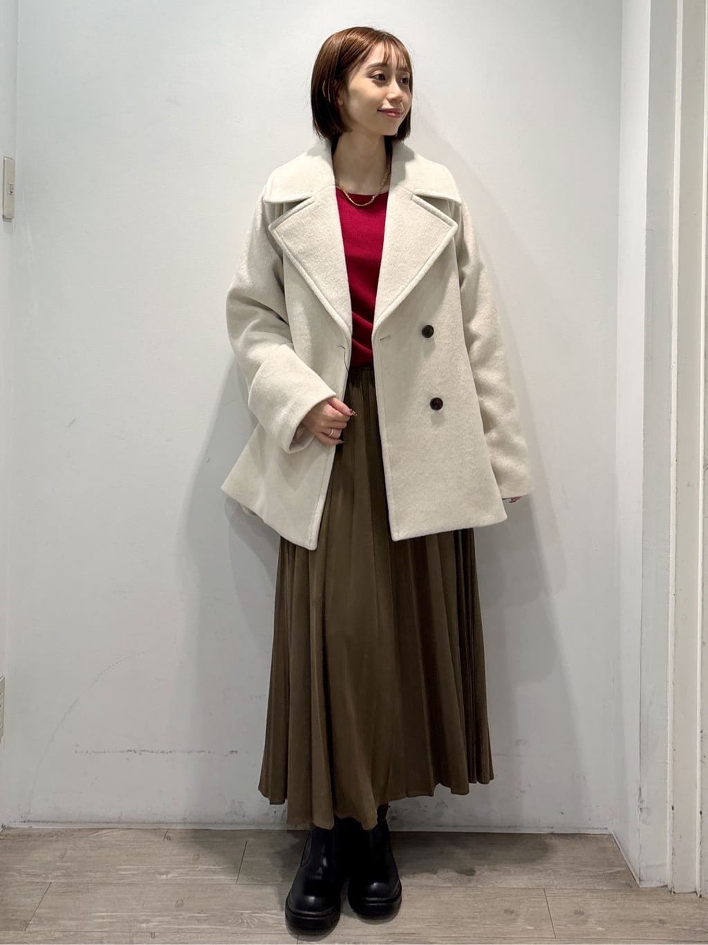 ぶまりんさんの「OPAQUE.CLIP｜カシミヤブレンドウールミドルピーコート」を使ったコーディネート