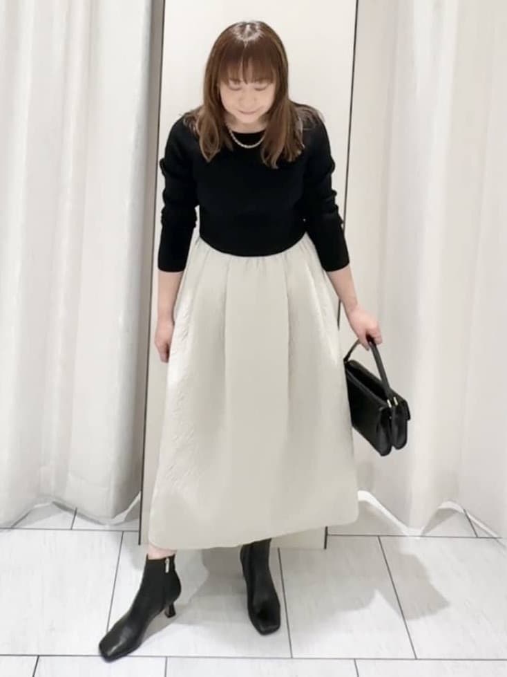 ʏᴜᴋɪᴋᴏさんの「UNTITLED｜【大人フェミニン/トレンド】ニット&times;ジャカード ドッキングワンピース」を使ったコーディネート