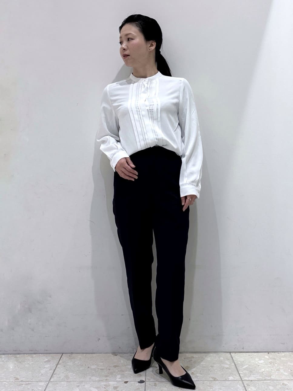 mameさんの「OPAQUE.CLIP｜《通勤／セットアップ対応》 Vネックジャケット／ダブルクロス【洗濯機OK】」を使ったコーディネート