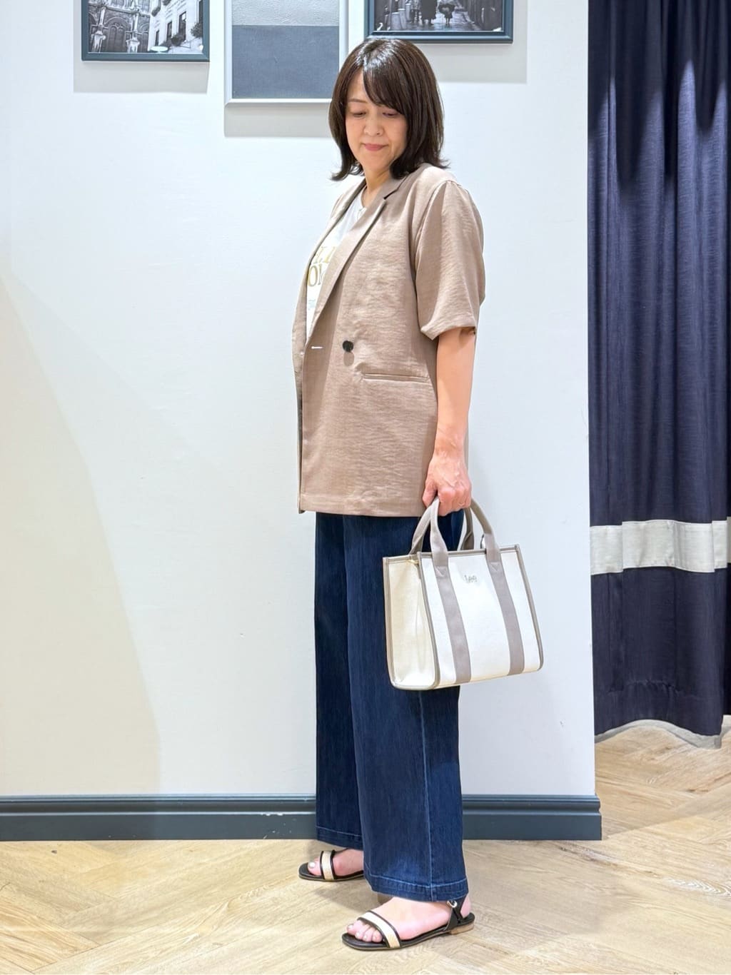 Lilyさんの「grove｜軽やかに羽織れて、きちんと見え ハーフスリーブテーラードジャケット」を使ったコーディネート