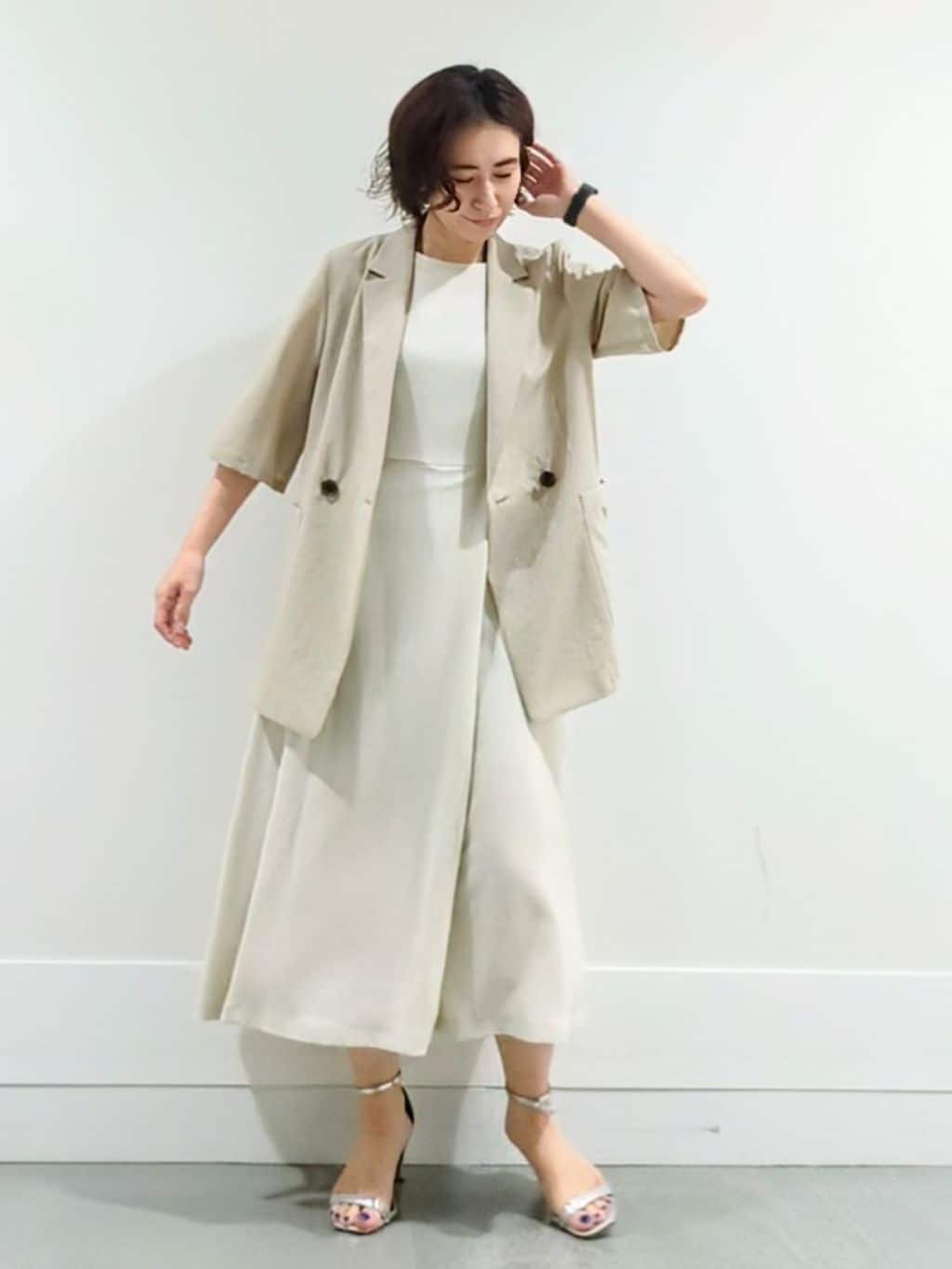 ミズタさんの「UNTITLED｜【吸水速乾/洗える】ハーフスリーブジャケット」を使ったコーディネート