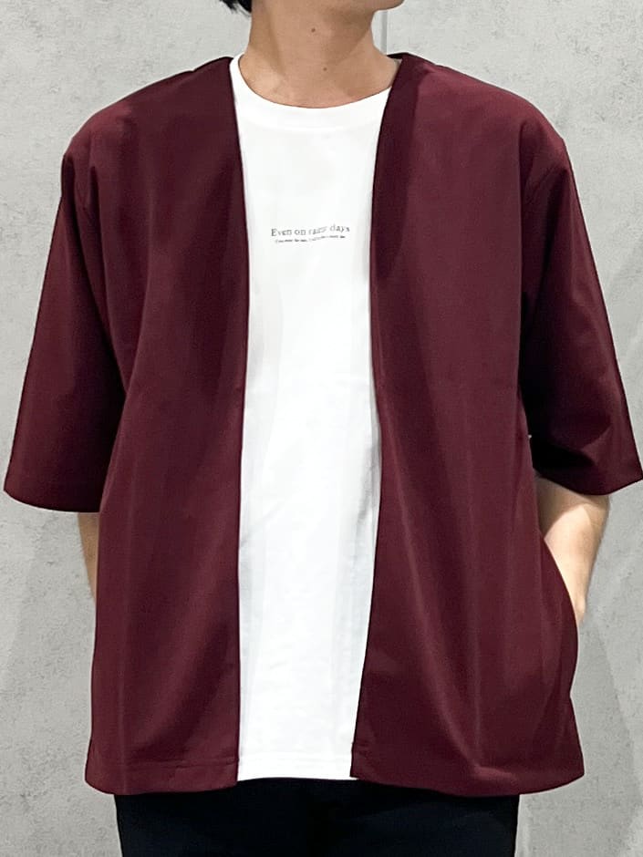 SHI-MAさんの「THE SHOP TK｜五分袖カーディガン+半袖Tシャツセットアイテム 洗濯機OK」を使ったコーディネート