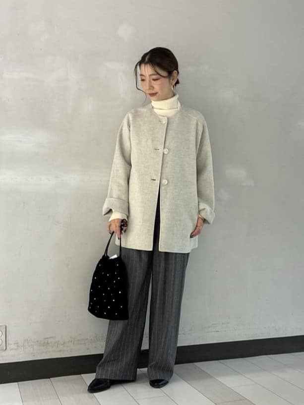 Rinさんの「UNTITLED｜【洗える/アンサンブル可能/ウール100%】リブタートルネックウールニット」を使ったコーディネート