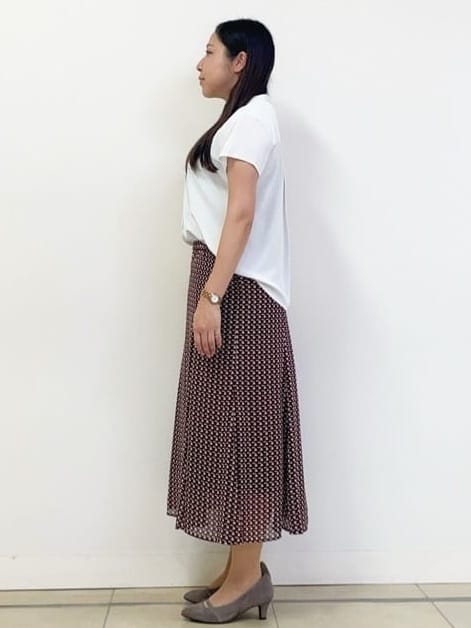 chisaさんの「Reflect｜【インナーに◎／すっきり見え！長め丈】タックデティールブラウス」を使ったコーディネート
