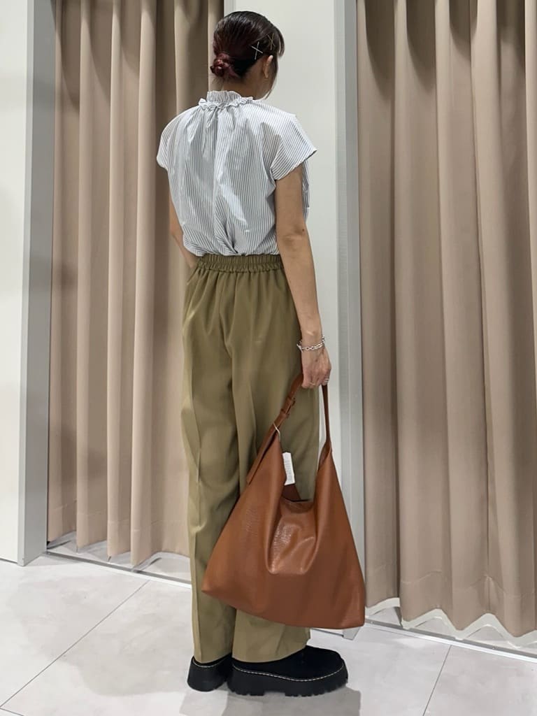 cottonさんの「THE SHOP TK｜麻調ピンタックワイドパンツ【洗濯機OK】」を使ったコーディネート