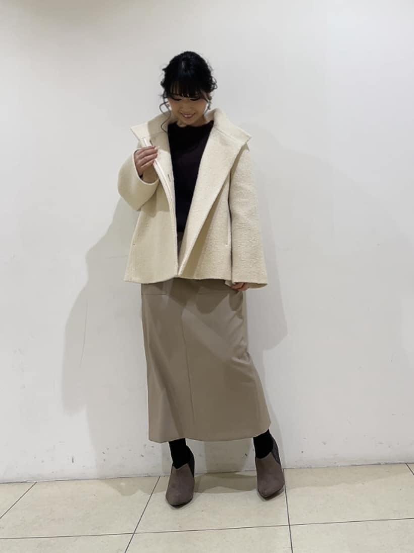 watanabeさんの「UNTITLED｜【ツイード風/スタンドカラー】ファンシーヘリンボンコート」を使ったコーディネート