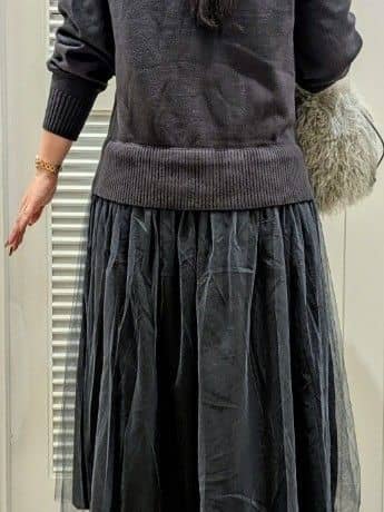 ayakaさんの「Dessin｜【洗える】ニットチュールドッキングワンピース」を使ったコーディネート
