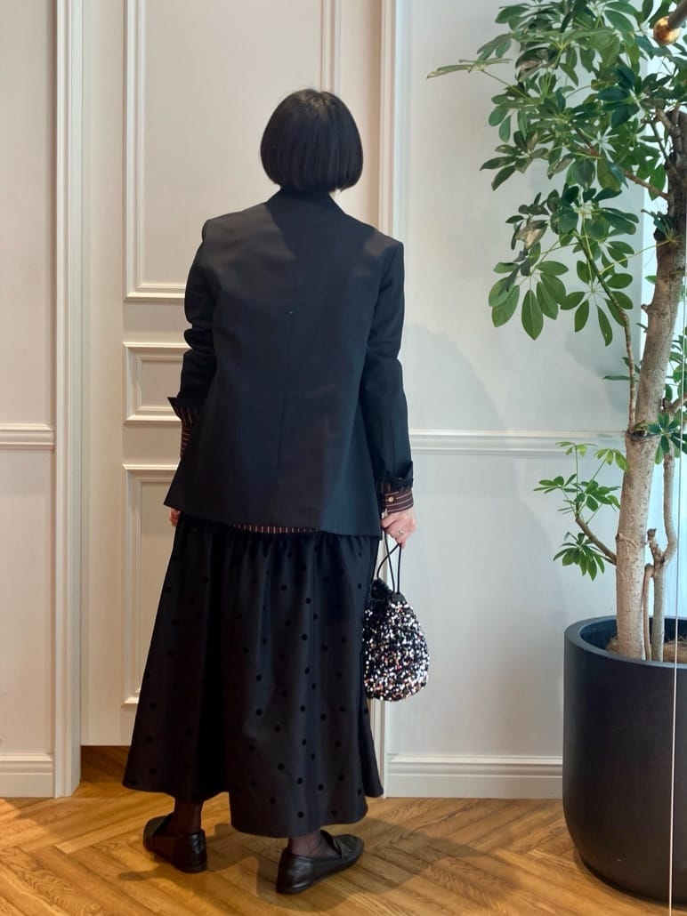 konominさんの「DRESSTERIOR｜スパンコール2WAY巾着バッグ」を使ったコーディネート