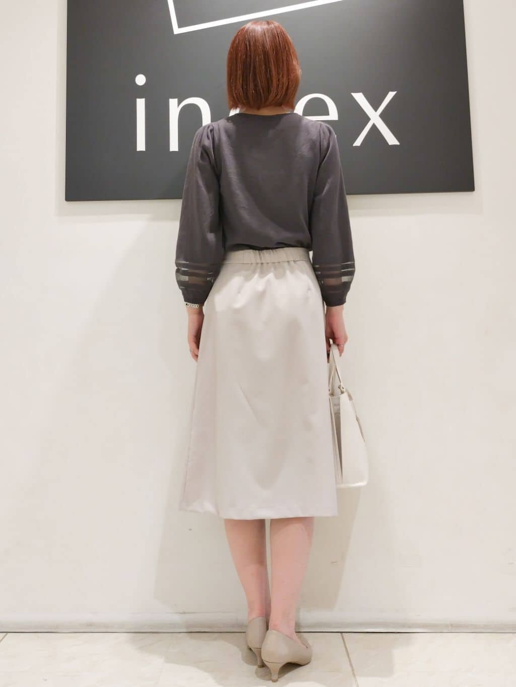 n.さんの「index｜◆シアーラインパフスリーブニット【UV／洗濯機洗い可】」を使ったコーディネート