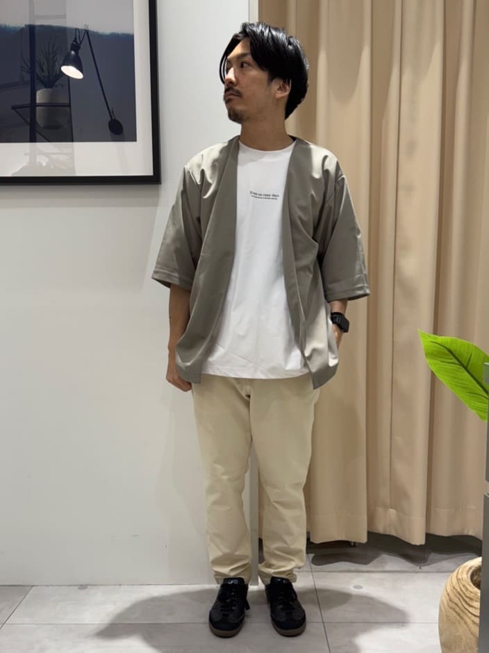 はさんの「THE SHOP TK｜五分袖カーディガン+半袖Tシャツセットアイテム 洗濯機OK」を使ったコーディネート