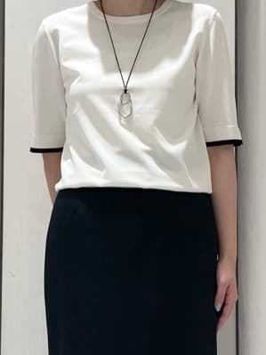 わたなべさんの「UNTITLED｜【アンサンブル可/薄手/洗える】5分袖クルーニット」を使ったコーディネート