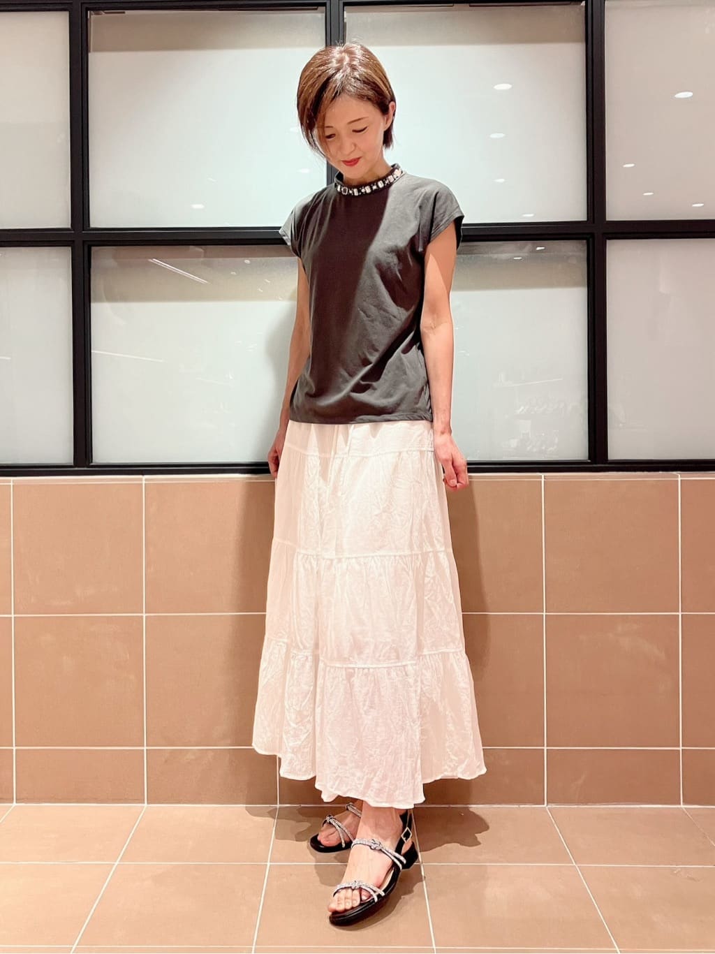 Ｋさんの「ESPERANZA｜ラインストーンサンダル」を使ったコーディネート