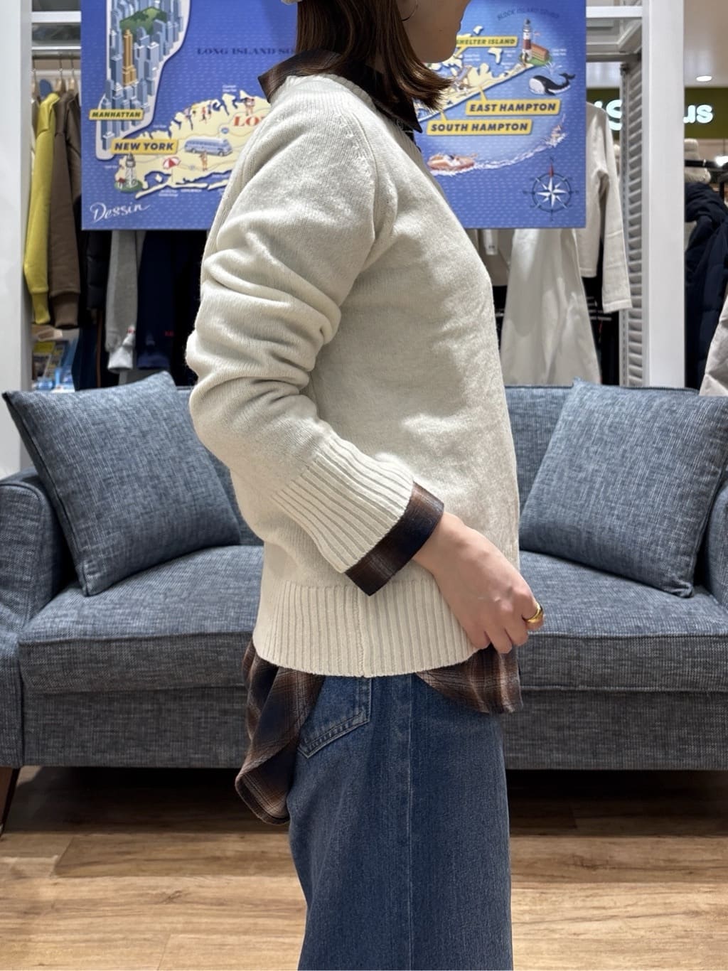 risaさんの「Dessin｜ウールカシミヤVネック」を使ったコーディネート