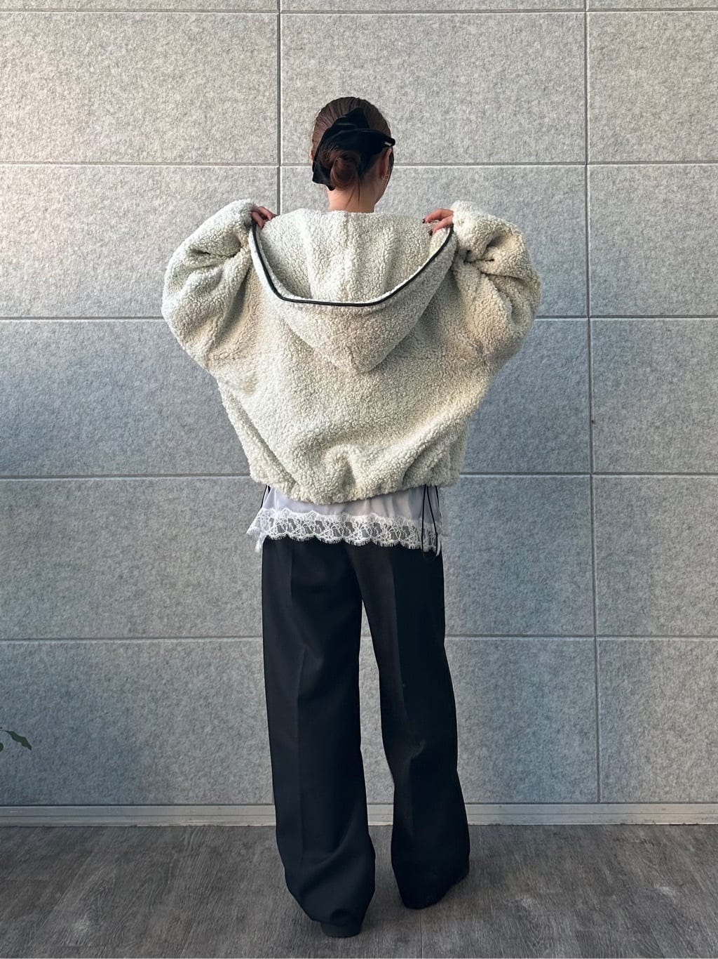 harunaさんの「CODE A｜boa hoodie blouson」を使ったコーディネート