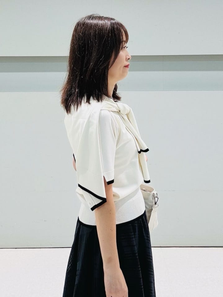 makiさんの「UNTITLED｜【アンサンブル可/薄手/洗える】5分袖クルーニット」を使ったコーディネート