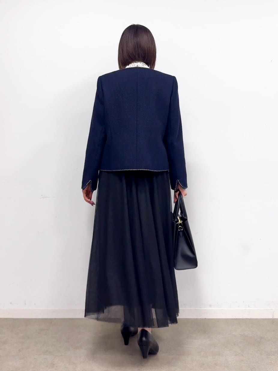 𝐜𝐡𝐢𝐤𝐚さんの「SHOO･LA･RUE｜【S-3L】オンとオフで印象が変わる ライトツイードジャケット」を使ったコーディネート