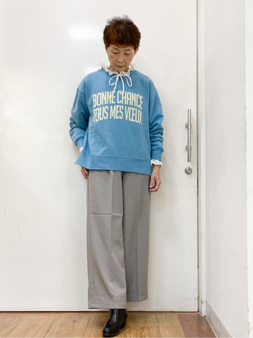 みぃさんの「SHOO･LA･RUE｜【高レビュー/2WAY】きれい見えで上品な ストライプファートートバッグ」を使ったコーディネート
