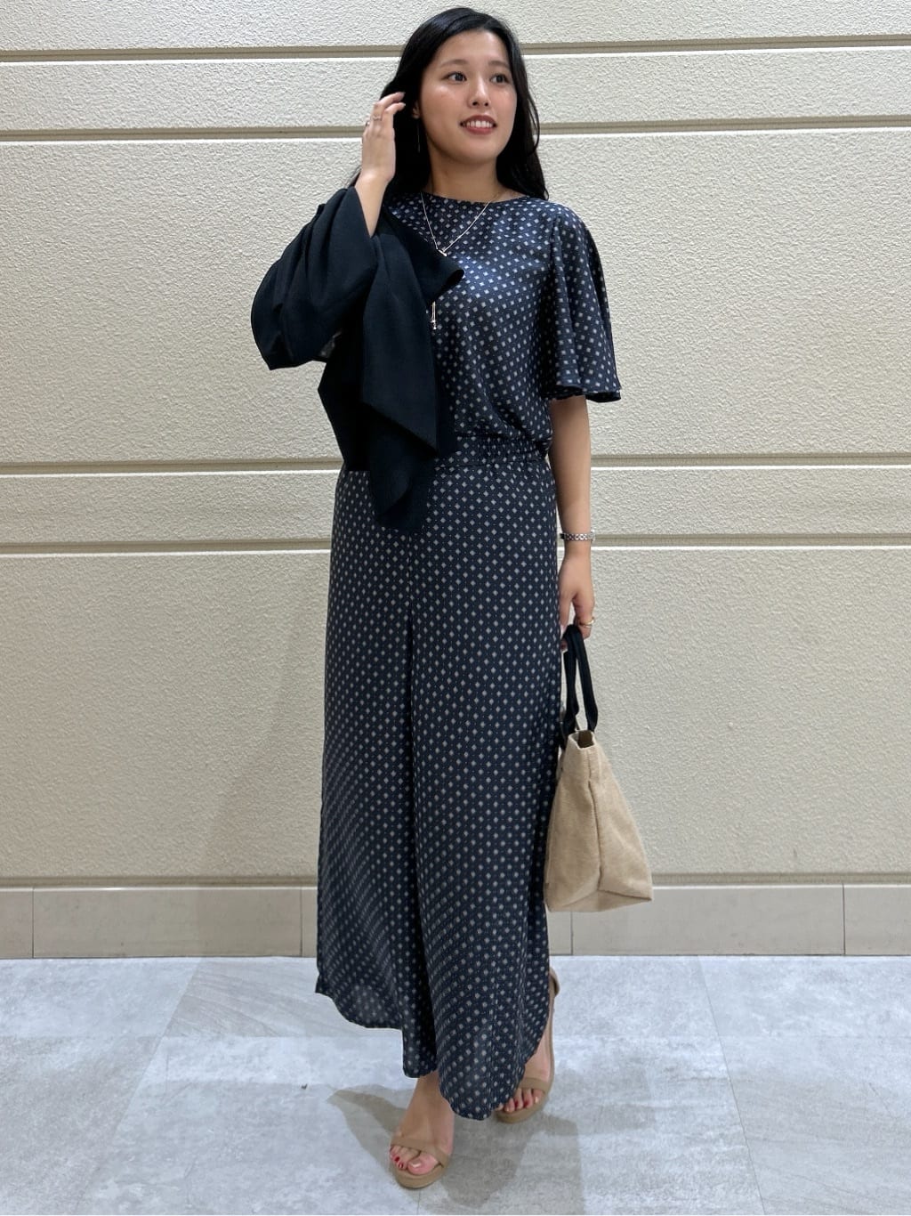 Momokaさんの「COUP DE CHANCE｜【手洗い可／日本製】小紋柄ワイドパンツ」を使ったコーディネート