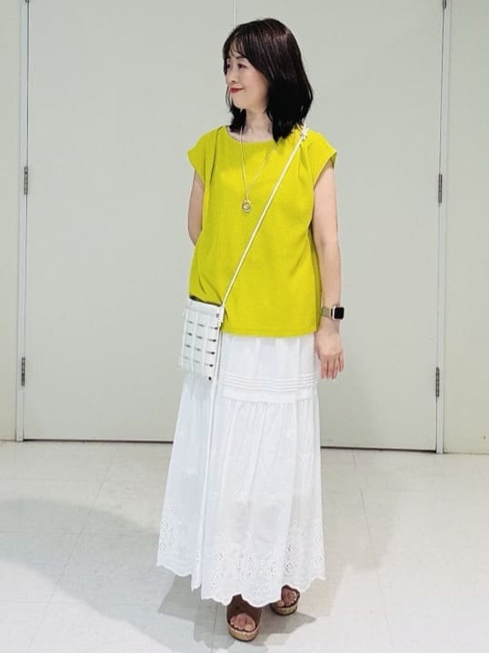 makiさんの「UNTITLED｜【ジャージ素材】インナードッキングシアーカットソー」を使ったコーディネート