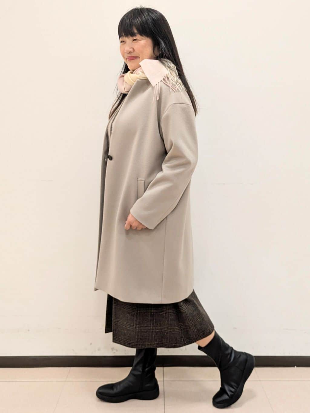 ともさんの「UNTITLED｜【名品／定番人気】ウールチェックマフラー」を使ったコーディネート