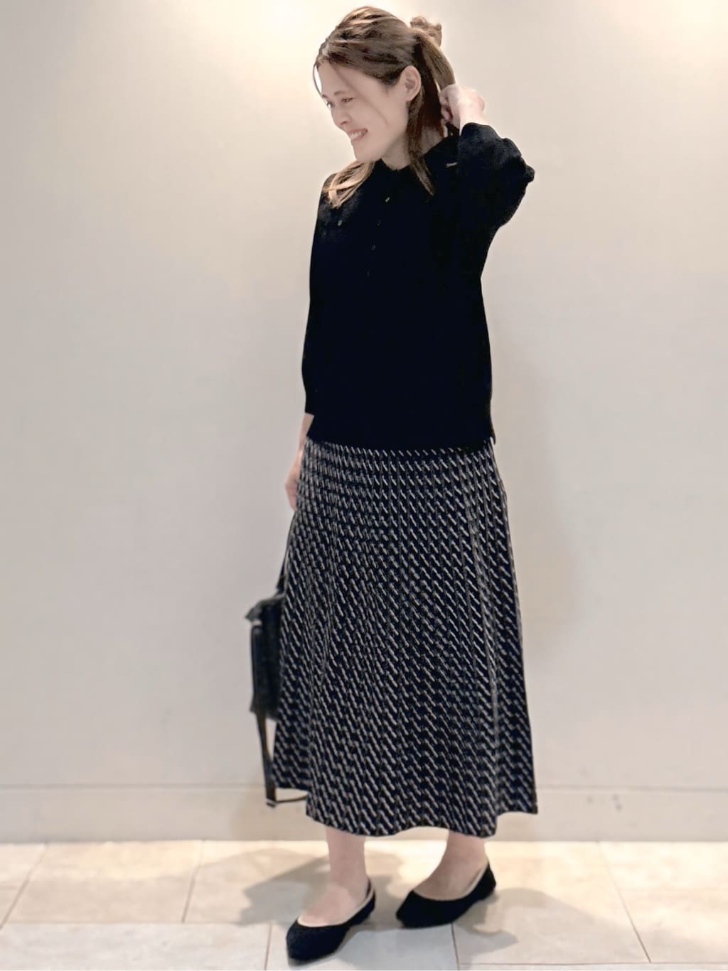 S&auml;K&iuml;さんの「Reflect｜【透けにくい◎】衿付き七分袖ニット」を使ったコーディネート