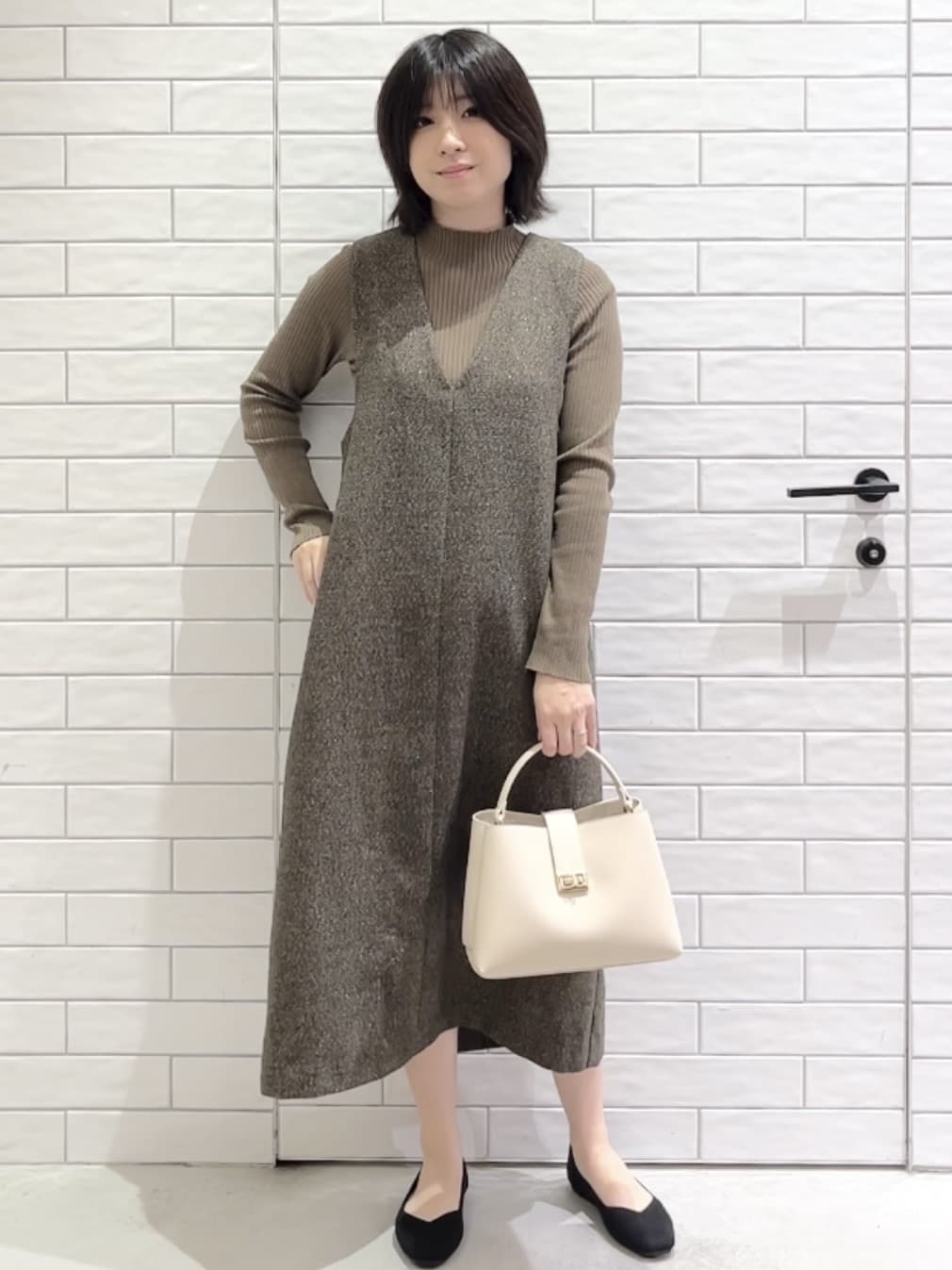 しおりさんの「OPAQUE.CLIP｜ラメツイードジャンスカ【洗濯機OK】」を使ったコーディネート