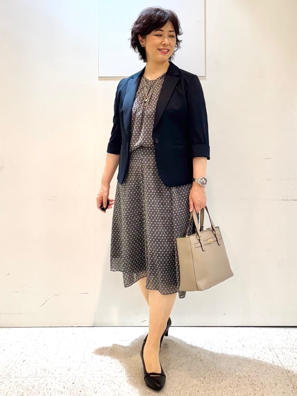 ヤスコさんの「Reflect｜【マシンウォッシュ可／セットアップ可】コツキ柄プリントブラウス」を使ったコーディネート