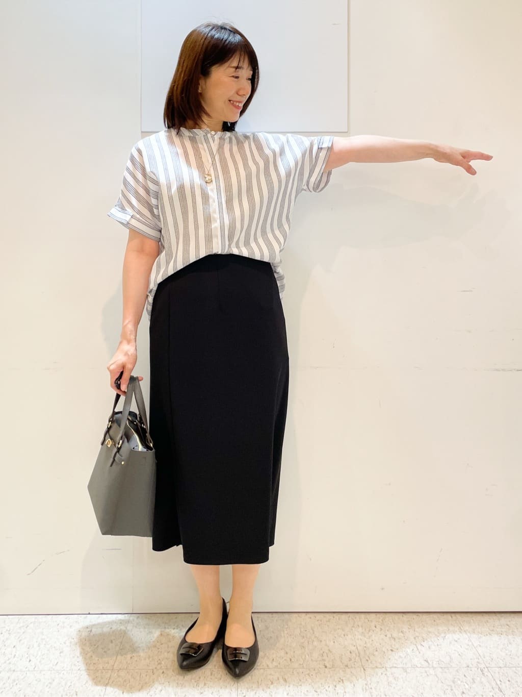 めいさんの「Reflect｜【洗える】ドビーストライプブラウス」を使ったコーディネート