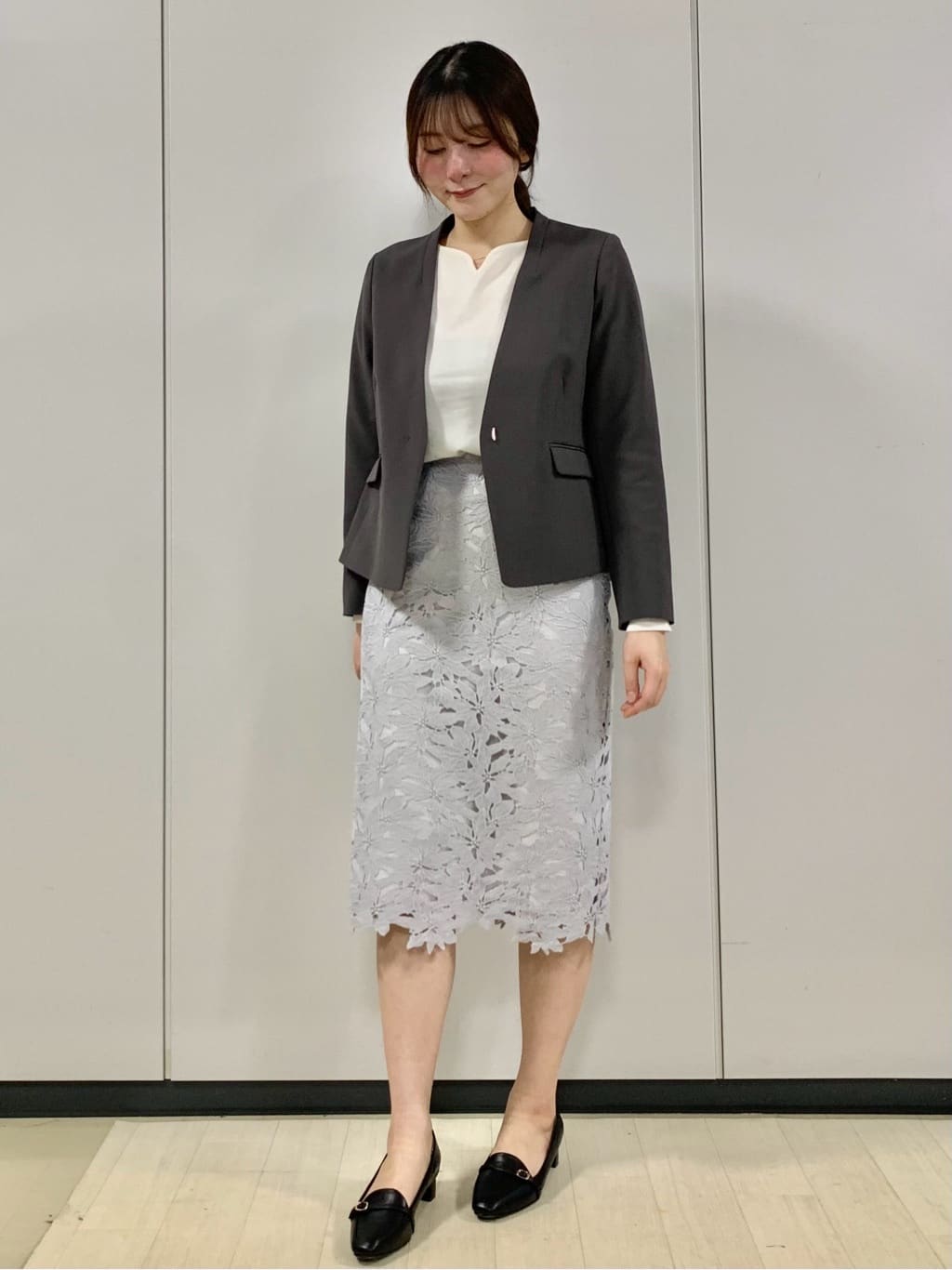 kasumiさんの「index｜ストレッチノーカラージャケット／セットアップ対応【洗濯機OK／防シワ／イージーアイロン】」を使ったコーディネート
