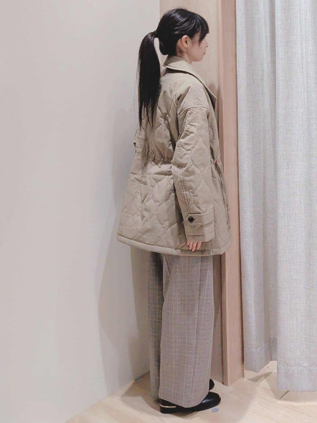 Yuiさんの「grove｜キルティングPコートジャケット」を使ったコーディネート