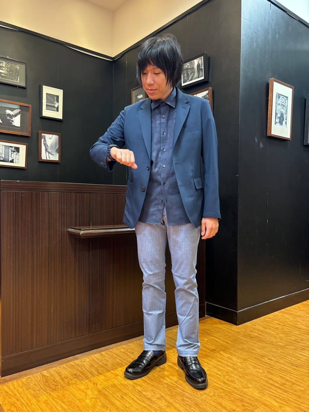 moritaさんの「TAKEO KIKUCHI｜【Made in JAPAN】播州織 ヘリンボン ストレート パンツ」を使ったコーディネート