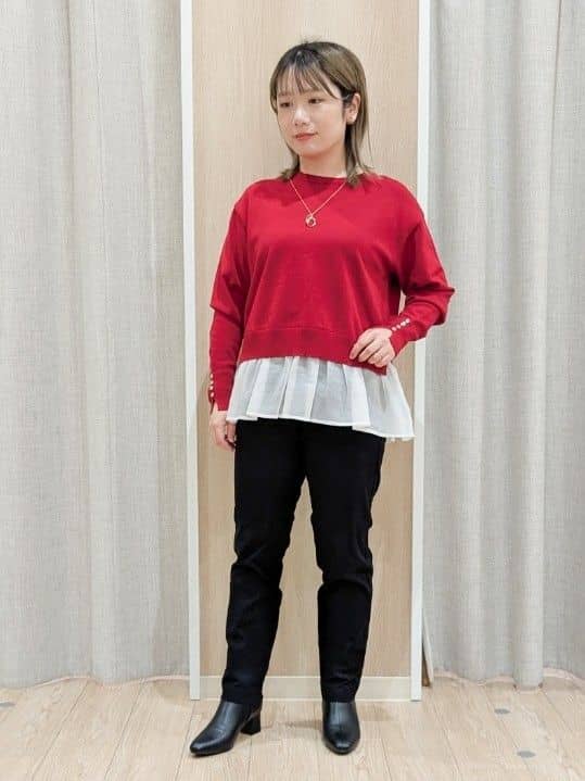 minさんの「grove｜裾レイヤードニットプルオーバー」を使ったコーディネート