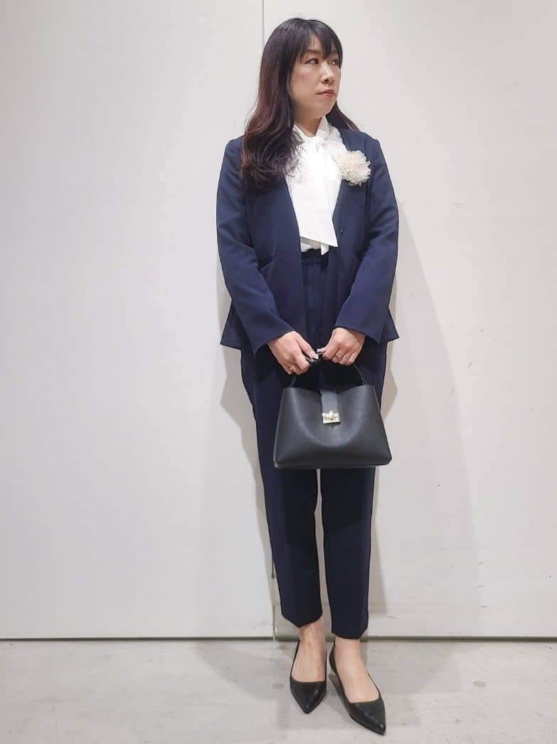 hmさんの「OPAQUE.CLIP｜《通勤／セットアップ対応》 Vネックジャケット／ダブルクロス【洗濯機OK】」を使ったコーディネート