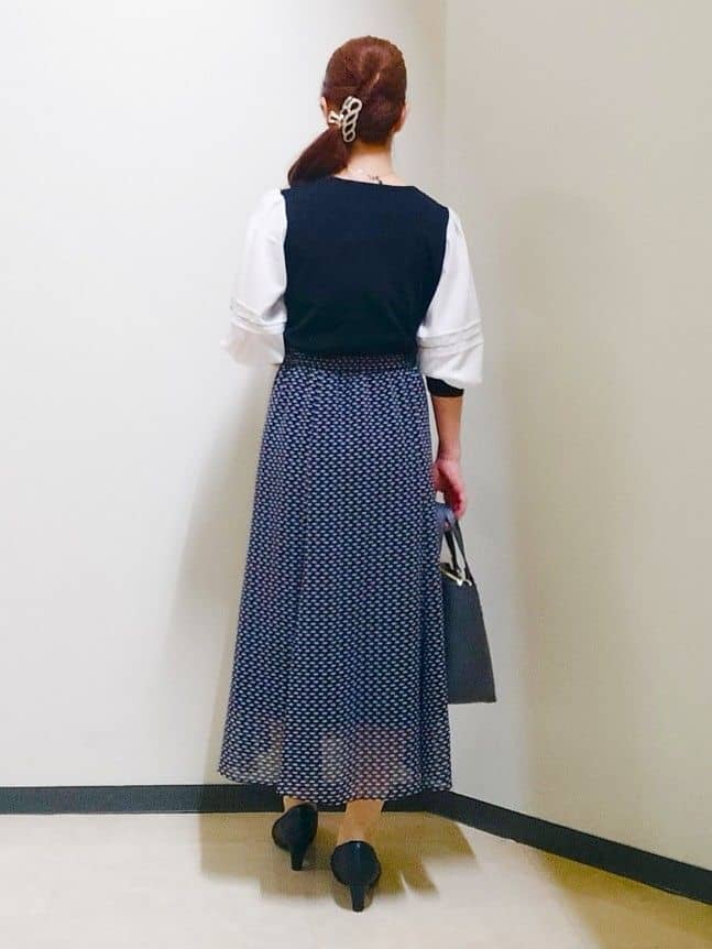 花さんの「Reflect｜【WEB先行カラーあり／手洗い可】ジョーゼットスリーブ&times;ニット」を使ったコーディネート