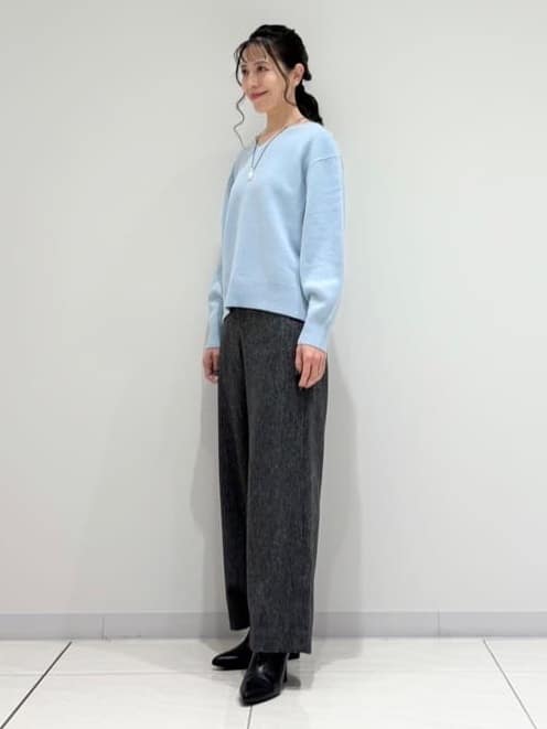 kayoさんの「INDIVI｜【褒められパンツ／ウール混】ウォームウール ワイドパンツ」を使ったコーディネート