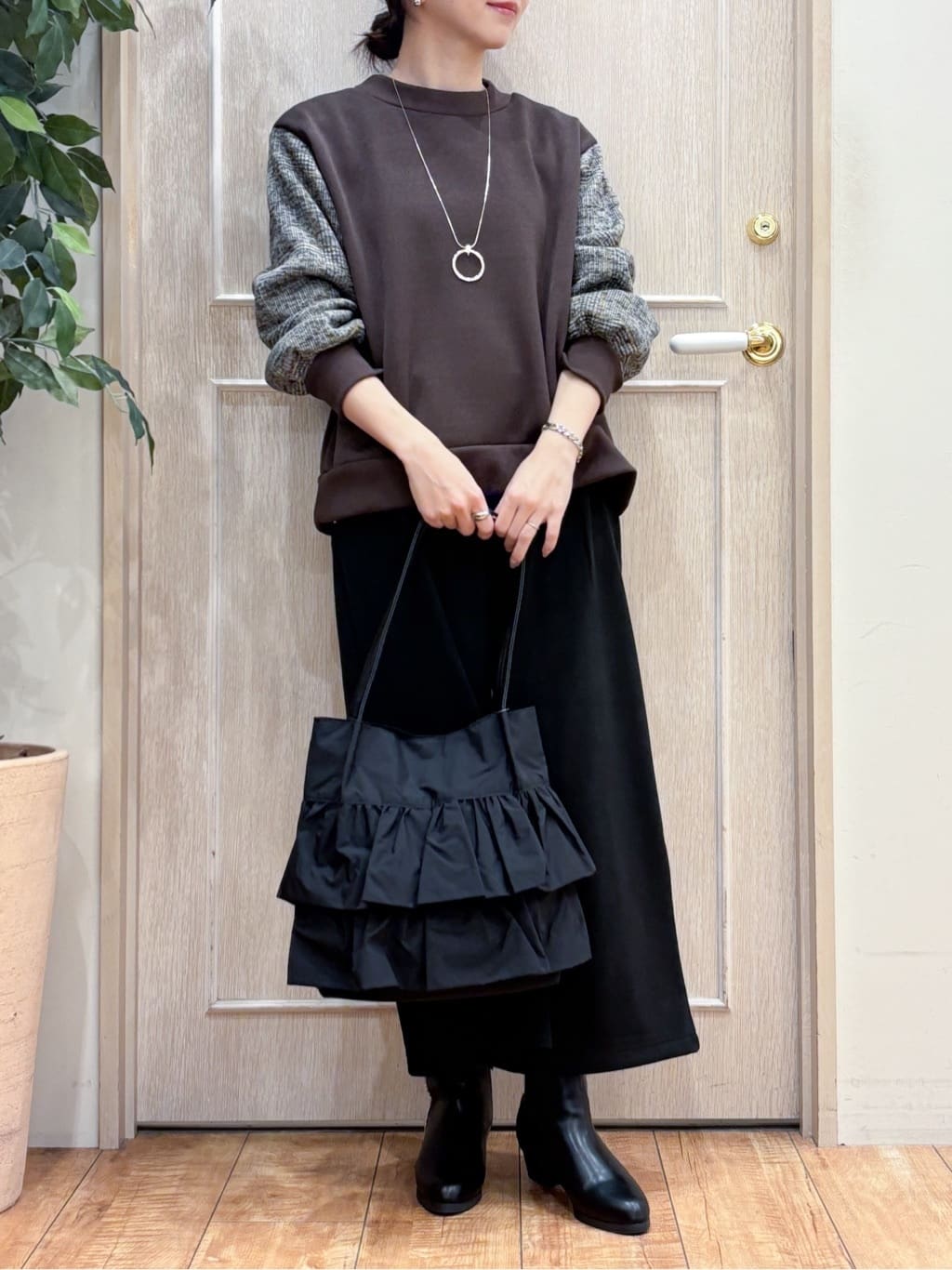 なみさんの「SHOO･LA･RUE｜【S-L/あったか】お袖チェック裏起毛トップス」を使ったコーディネート