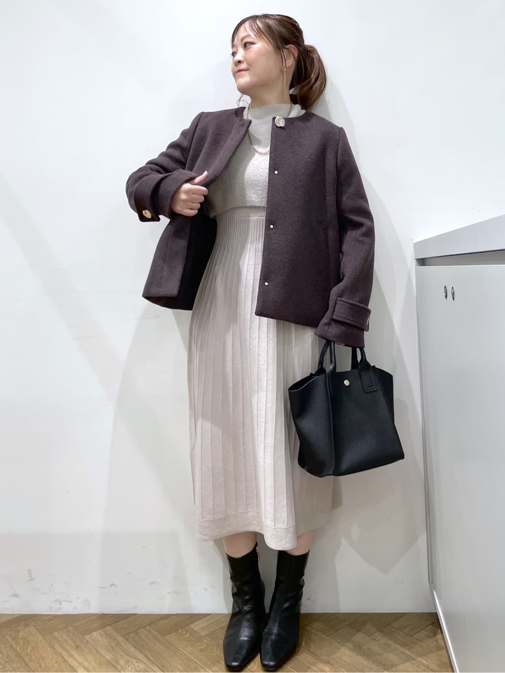 Junさんの「index｜ノーカラーショートコート」を使ったコーディネート