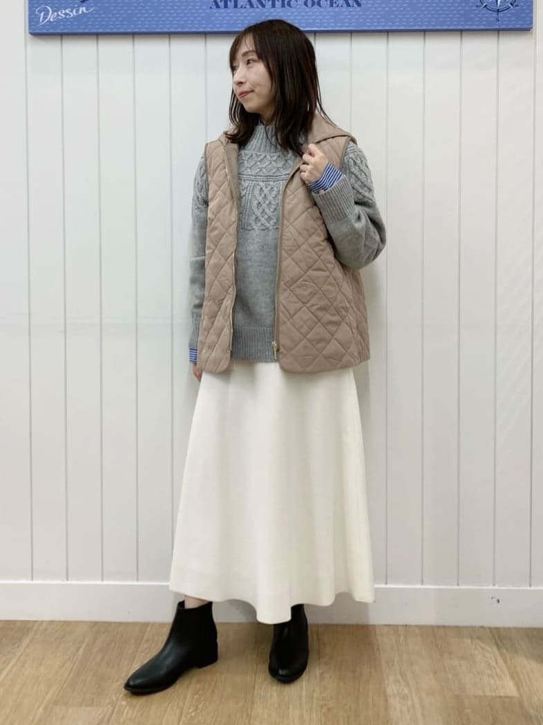 yoshiさんの「Dessin｜【4WAY/洗える】ベスト付き中綿キルトコート」を使ったコーディネート