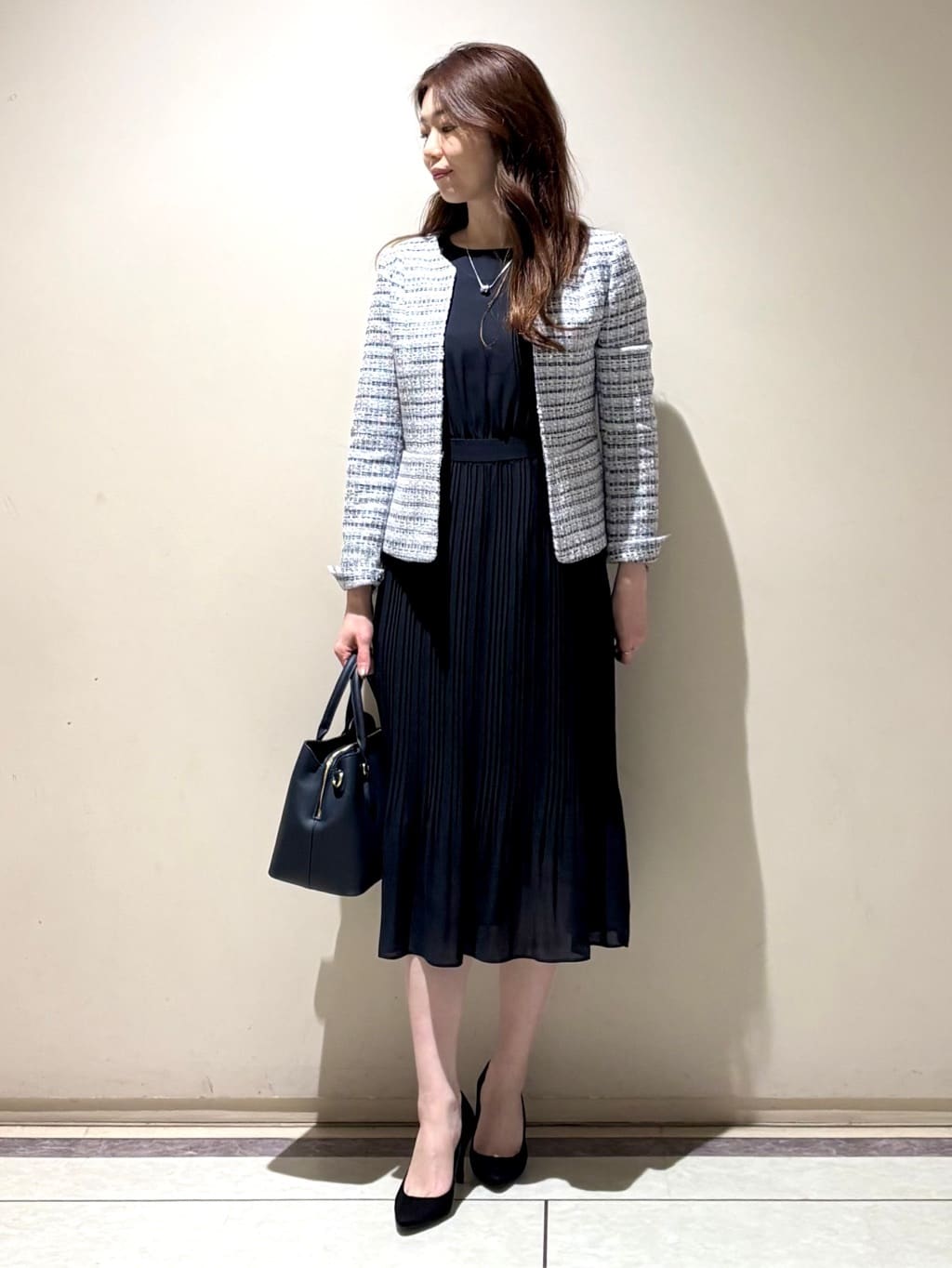 sakiさんの「COUP DE CHANCE｜【日本製】ツィードノーカラージャケット」を使ったコーディネート