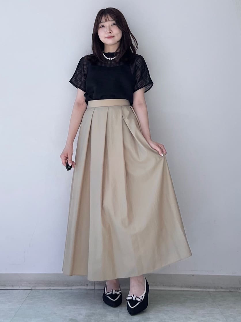 KAHOさんの「UNTITLED｜【シアー】チェックスタンドネックブラウス」を使ったコーディネート