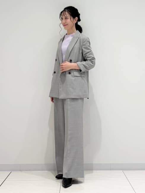 kayoさんの「INDIVI｜【洗える／セットアップ可能】凹凸ストレッチ素材ダブルジャケット」を使ったコーディネート